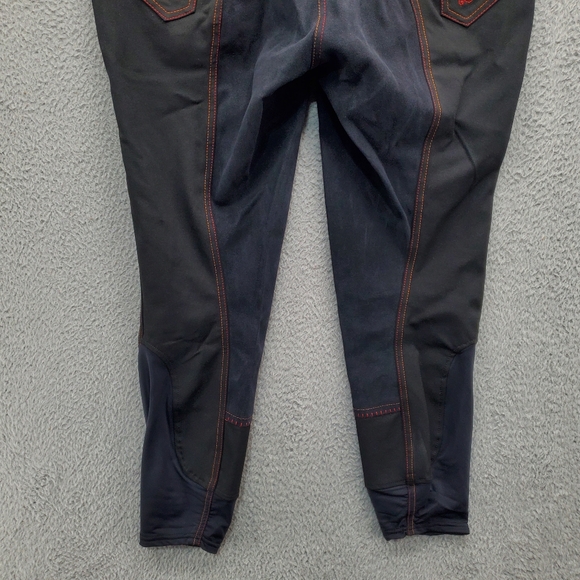 Huntley Equestrian Full Seat Breeches Pants Black Red Orange Womens 34 - Picture 8 of 10